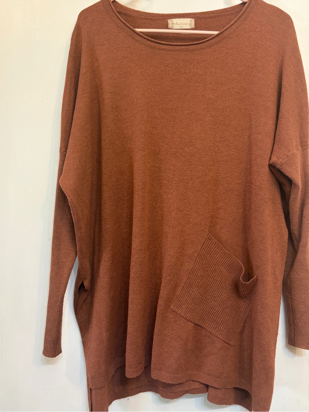 Altar'd State Rust Scoop Neck Pocket Sweater